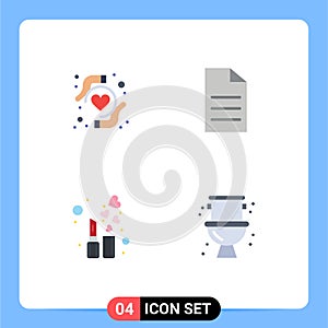 4 Universal Flat Icons Set for Web and Mobile Applications health insurance, fashion, file, interface, mechanical