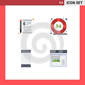 4 Universal Flat Icons Set for Web and Mobile Applications online, help desk, learning, help, contact