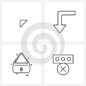 4 Universal Line Icons for Web and Mobile arrow, bag, diagram, ladies purse, password