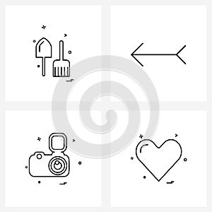 4 Universal Line Icons for Web and Mobile spade, image, labors, arrow, camera