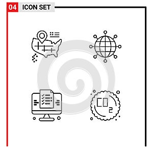 4 Universal Line Signs Symbols of location, web, business, modern, co