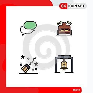 4 User Interface Filledline Flat Color Pack of modern Signs and Symbols of chating, halloween, mail, heart, witchcraft