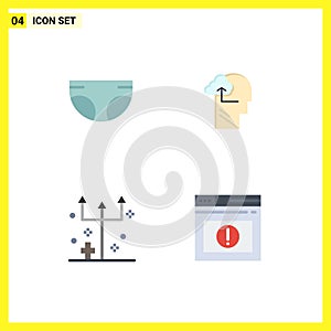 4 User Interface Flat Icon Pack of modern Signs and Symbols of baby, frightening, diaper, mind, horror