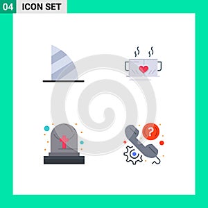 4 User Interface Flat Icon Pack of modern Signs and Symbols of burj al arab, wedding, uae monument, cup, grave