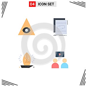 4 User Interface Flat Icon Pack of modern Signs and Symbols of eye, nautical, audio, mix, sailboat