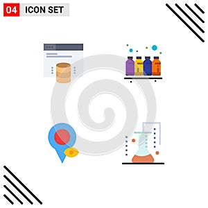 4 User Interface Flat Icon Pack of modern Signs and Symbols of hosting website, eye, web, ink, map