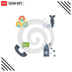 4 User Interface Flat Icon Pack of modern Signs and Symbols of staff, communication, circle, hardware, contact us