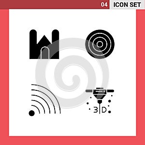 4 User Interface Solid Glyph Pack of modern Signs and Symbols of castle, feed, fortress, interface, rss