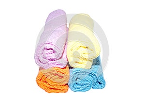4 various shaded facecloth rolls
