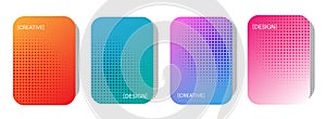 4 Vector Abstract Half-Tone colourful shapes on shaded Backgrounds