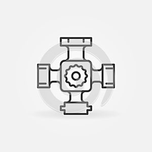 4-way thermostatic mixing valve vector outline concept icon