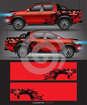 4 wheel drive truck and car graphic vector. abstract lines with black background design for vehicle vinyl wrap