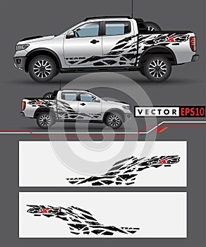 4 wheel drive truck and car graphic vector. abstract lines with gray background design for vehicle vinyl wrap_V6