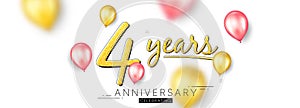 4 years anniversary. Four years celebration. Vector