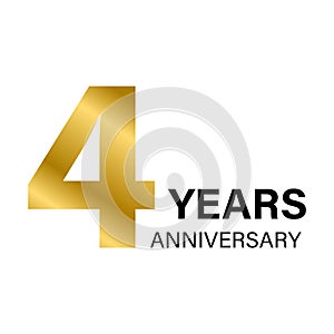 4 years anniversary gold icon vector for graphic design, logo, website, social media, mobile app, UI illustration