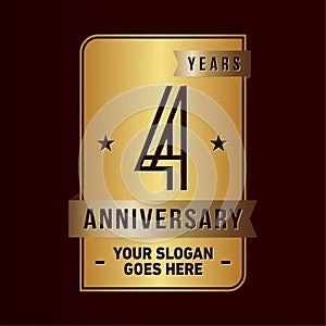 4 years celebrating anniversary design template. 4th logo. Vector and illustration.
