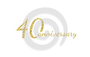 40 anniversary logo concept. 40th years birthday icon. Isolated golden numbers on black background. Vector illustration