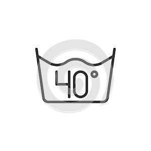 40 C or 105 F, water temperature washing vector icon