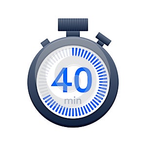 40 min timer and Stopwatch icons. Countdown symbol. Kitchen timer icon. Vector illustration