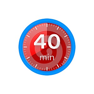 The 40 minutes, stopwatch vector icon. Stopwatch icon in flat style on a white background. Vector stock illustration.