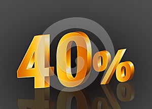 40% off 3d gold, Special Offer 40% off, Sales Up to 40 Percent, big deals, perfect for flyers, banners, advertisements, stickers,
