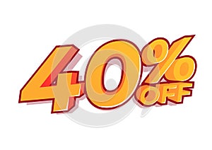 40% off sale tag. Sale of special offers. Discount with the price is 40.