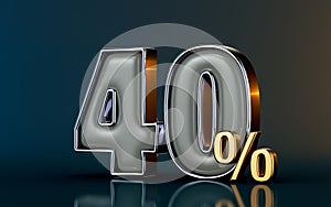 40 percent discount mega sell offer glass effect on dark background