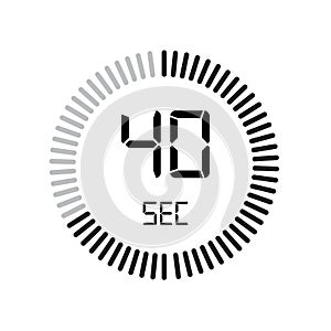 The 40 seconds icon, digital timer. clock and watch, timer, countdown symbol isolated on white background, stopwatch vector icon