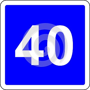 40 suggested speed road sign