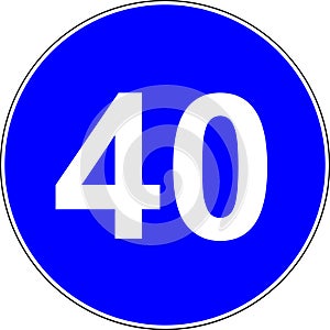 40 suggested speed road sign