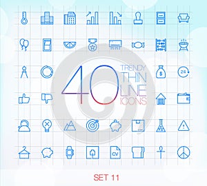 40 Trendy Thin Icons for web and mobile Set 11