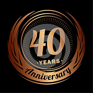 40 year anniversary. Elegant anniversary design. 40th logo.