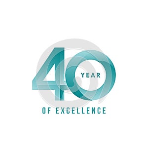 40 Year of Excellence Vector Design Illustration