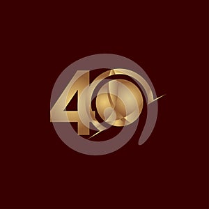 40 Years Anniversary Celebration Elegant Number Gold Vector Template Design Illustration