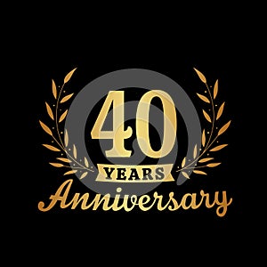 40 years anniversary celebration logotype. 40th anniversary logo. Vector and illustration.