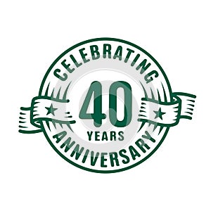 40 years anniversary celebration logotype. 40th years logo. Vector and illustration.