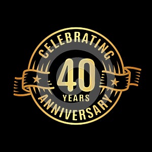 40 years anniversary celebration logotype. 40th years logo. Vector and illustration.