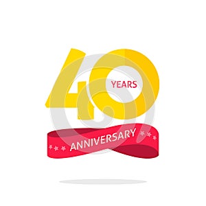 40 years anniversary logo, 40th anniversary icon label with ribbon