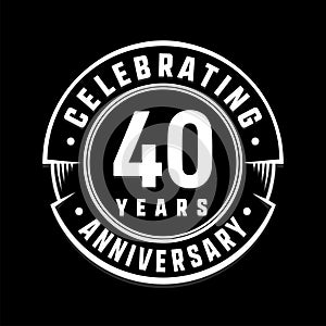40 years anniversary logo template. 40th vector and illustration.