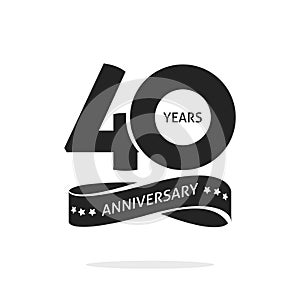 40 years anniversary logo template isolated, black and