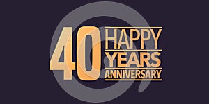 40 years anniversary vector icon, symbol, logo. Graphic background or card for 40th anniversary