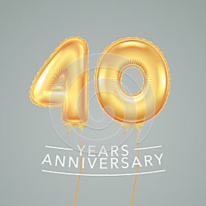 40 years anniversary vector logo, icon. Template banner with air hot balloon for 40th anniversary