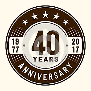 40 years celebrating anniversary design template. 40th anniversary logo. Vector and illustration.