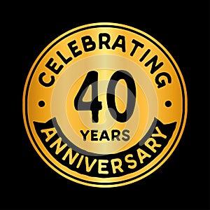 40 years celebrating anniversary design template. Forty anniversary logo. Vector and illustration.