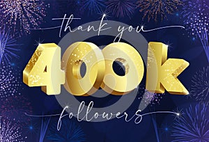 400 K followers 3D fireworks blue bg