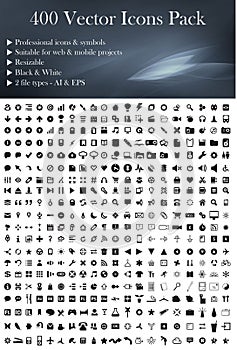 400 Vector Icons Pack (Black Version) photo
