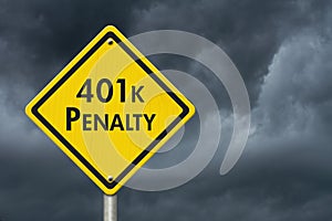 401k penalty yellow and black warning highway road sign