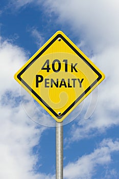 401k penalty yellow and black warning highway road sign