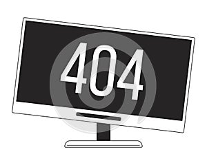 404 error computer monitor flat monochrome isolated vector object