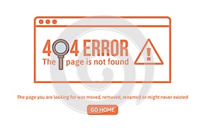 404 error design template. 404 page is not found concept linear style. Page is lost. Website design error. Vector illustration